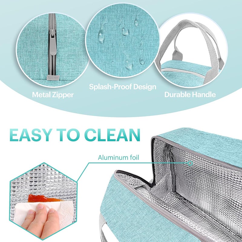 Easyfun Lunch Bag for Women & Men Adult Insulated Lunch Box, Small Leakproof Cooler Food Lunch Containers Reusable High Capacity Lunch Tote Bags for Work, Travel, Outdoor (Aqua Green) - Image 4